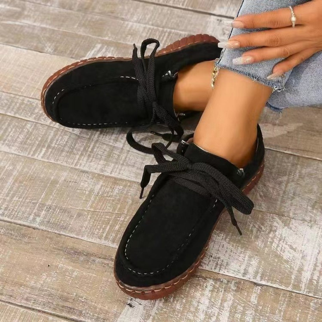 Tied Suede Round Toe Sneakers
