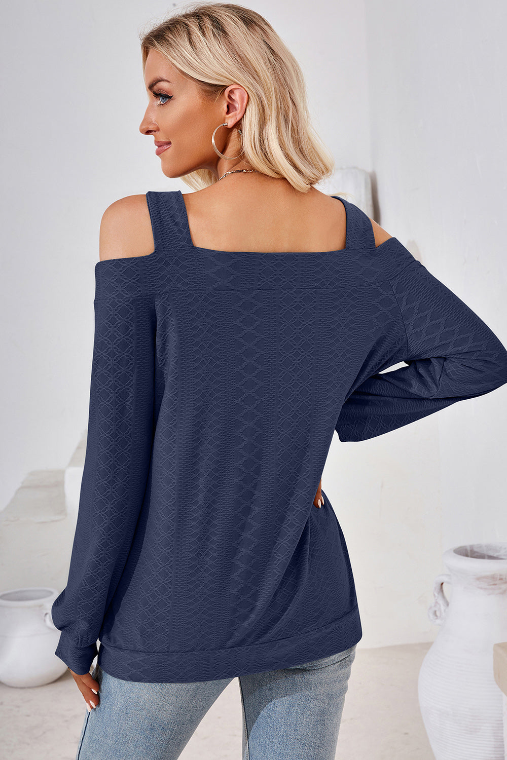 Cutout Square Neck Cold Shoulder T-Shirt